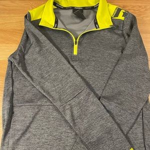 NWOT Russell boys L 3/4 zip shirt. Gray with yellow accent. Dri power material